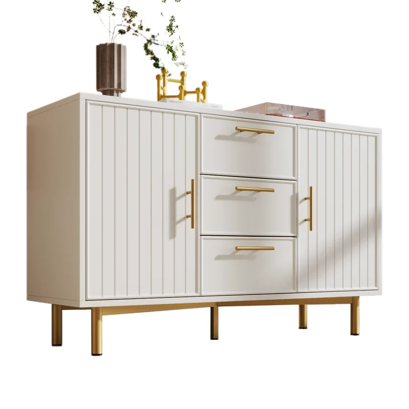 Buffet blanc 2 portes 3 tiroirs et détails dorés INFINITENEXUSA
