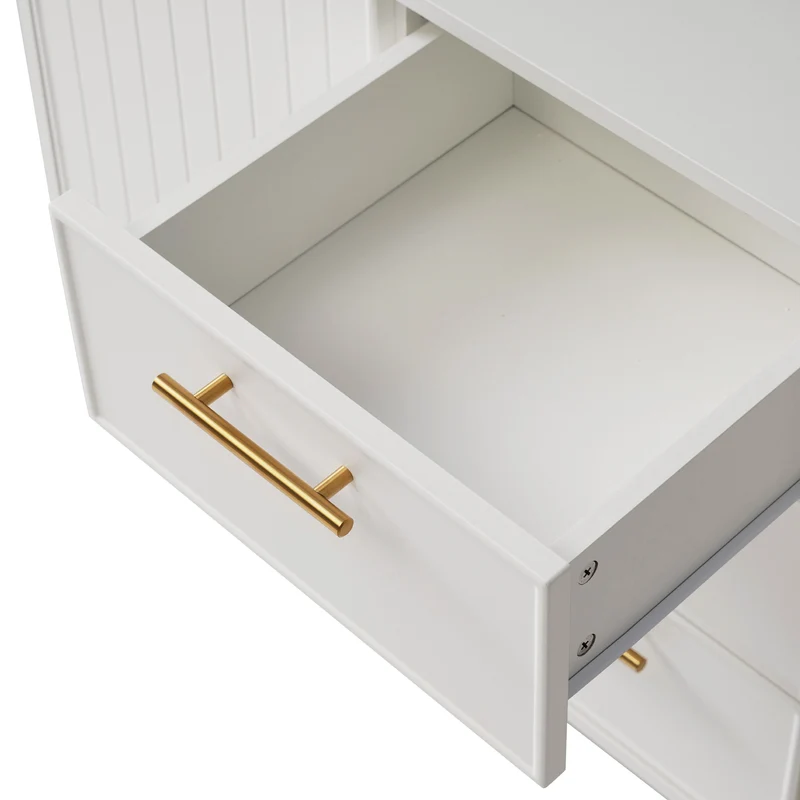 Buffet blanc 2 portes 3 tiroirs et détails dorés INFINITENEXUSA