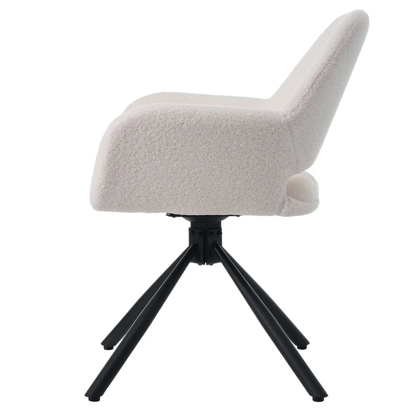 Lot de 2 chaises pivotantes en tissu sherpa blanc avec accoudoirs VERTEXRIFT