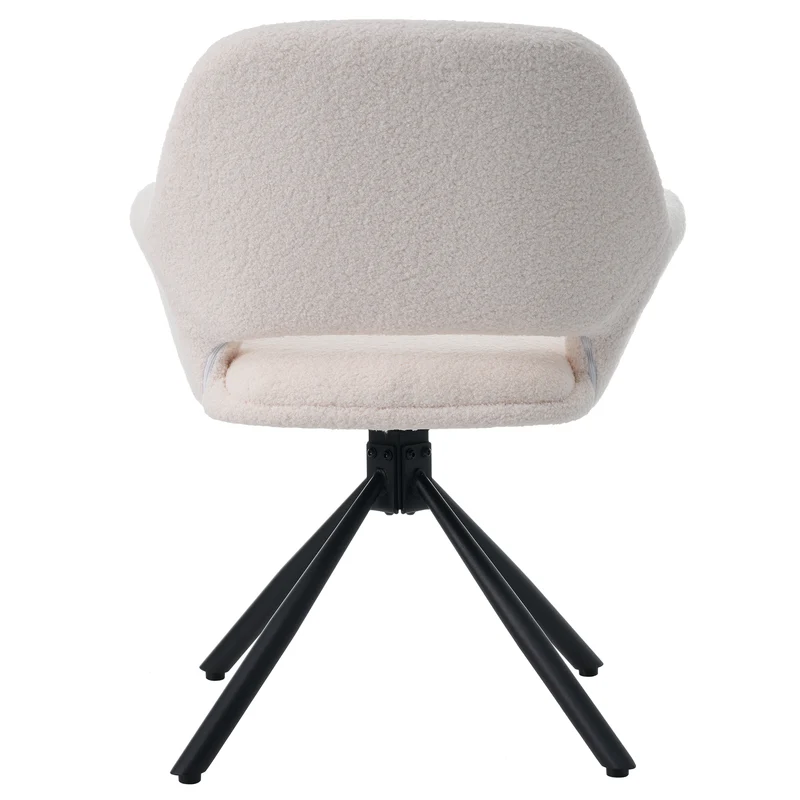 Lot de 2 chaises pivotantes en tissu sherpa blanc avec accoudoirs VERTEXRIFT
